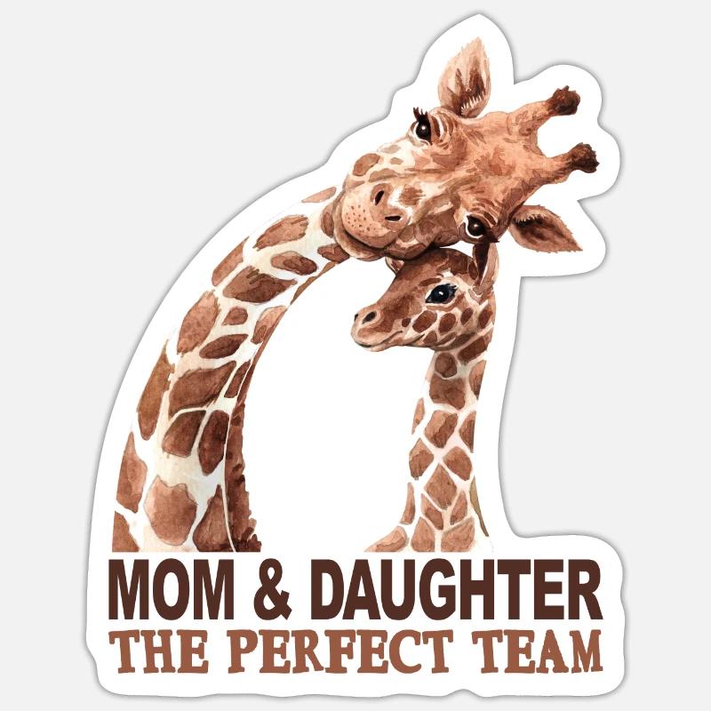Mutter und Tochter Giraffe Geschenk Sticker Größe S (10 x 10 cm)
