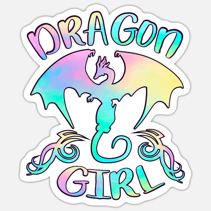 Fille de dragon - Sticker taille S (10 x 10 cm) - blanc mat