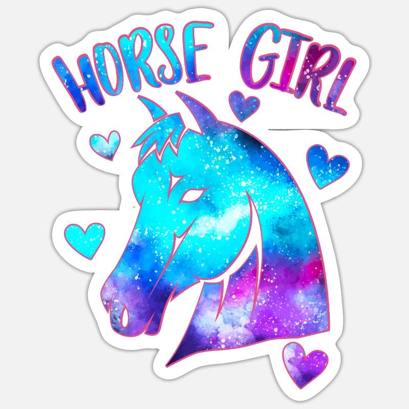 Fille de cheval - Sticker taille S (10 x 10 cm) - blanc mat