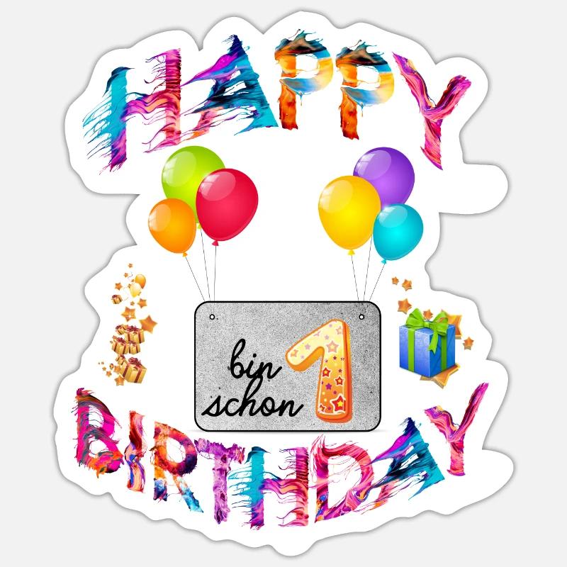 1 Geburtstag - bin schon 1 - Sticker Größe S (10 x 10 cm) - Mattweiß