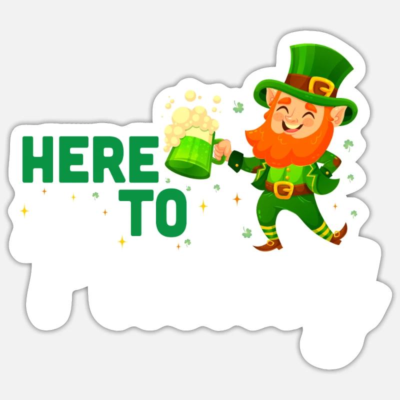 patricks day here to paddy - Sticker taille S (10 x 10 cm) - blanc mat