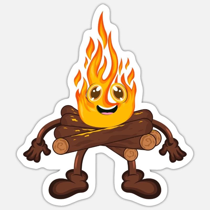 Feu de camp Feu - Sticker taille S (10 x 10 cm) - blanc mat