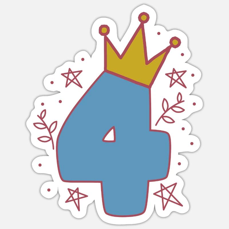 4. Geburtstag - Sticker Größe S (10 x 10 cm) - Mattweiß