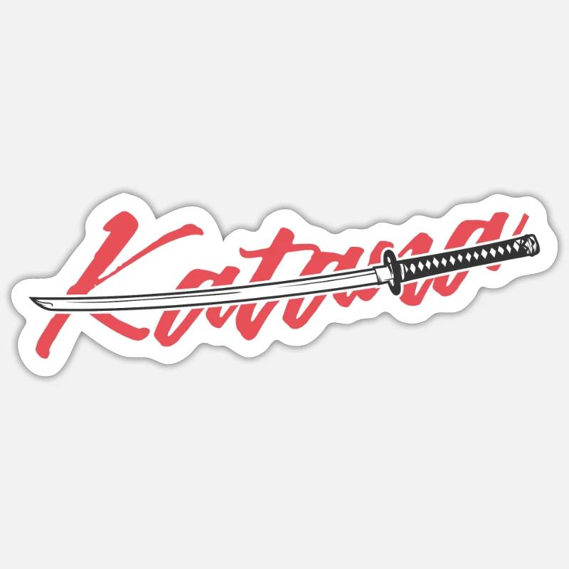 Samurai Schwert Katana - Sticker Größe S (10 x 10 cm) - Mattweiß