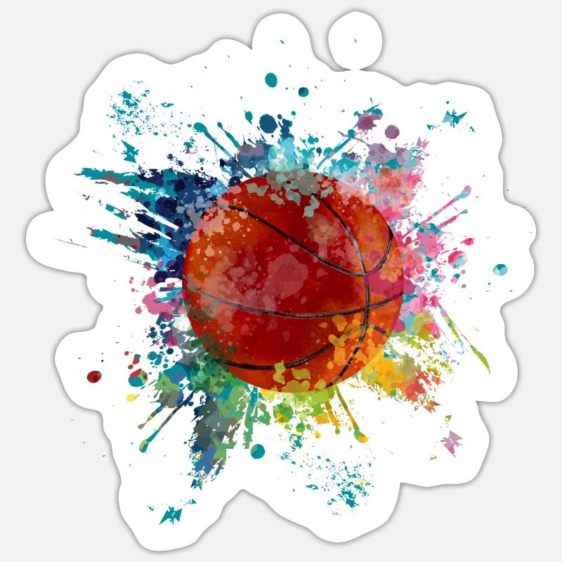 A eau explosion de couleur Splash Design Basket-ball Sticker taille S (10 x 10 cm)