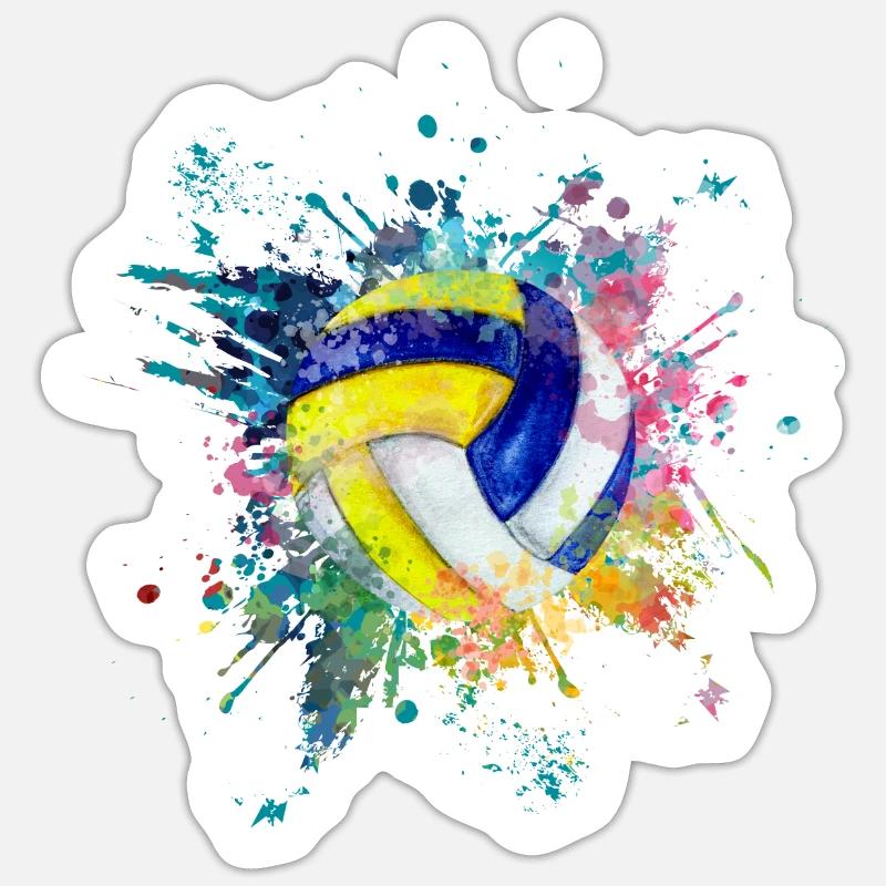 A eau explosion de couleur Splash Design Volleyball Sticker taille S (10 x 10 cm)