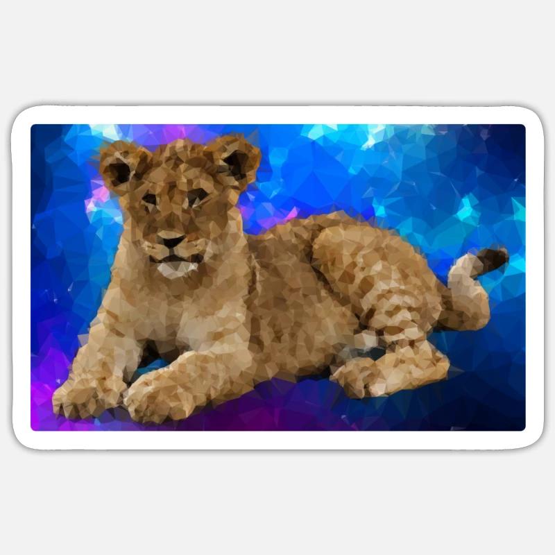 Löwe Polygon - Sticker Größe S (10 x 10 cm) - Mattweiß