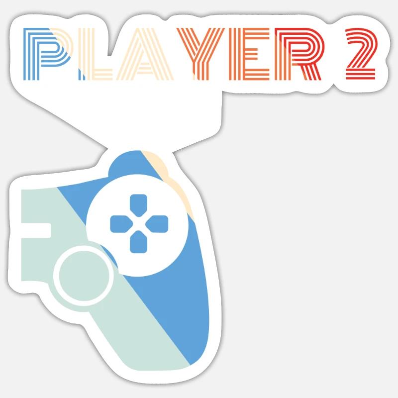 Player 2 Partenaire Duo Gamer Controller Cadeau - Sticker taille S (10 x 10 cm) - blanc mat