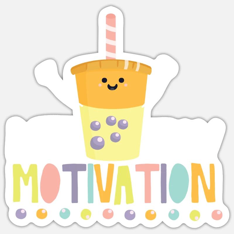 Bubble Tea - Sticker Größe S (10 x 10 cm) - Mattweiß
