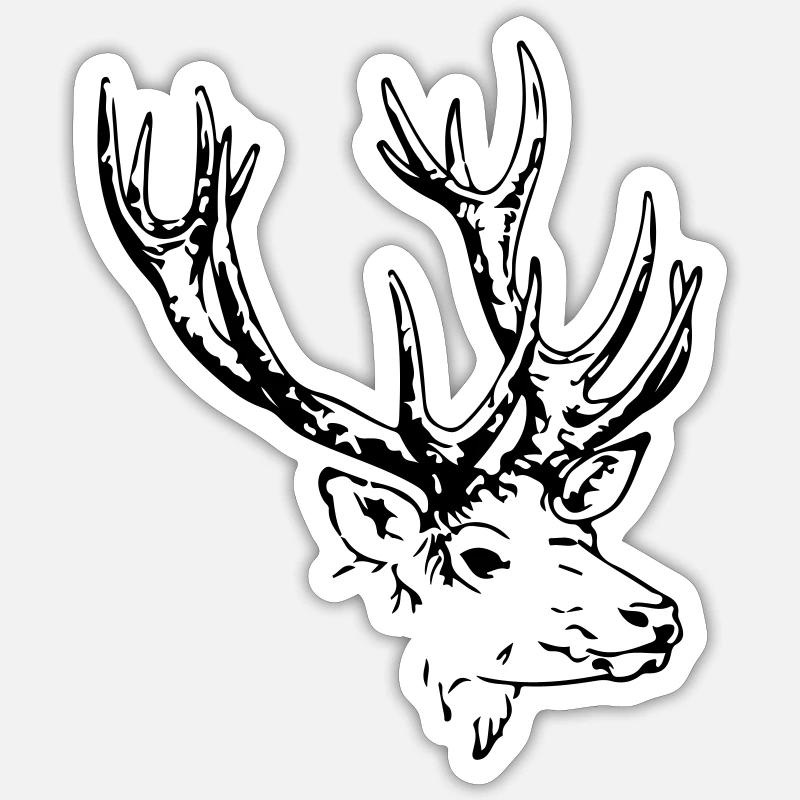 cerf - Sticker taille S (10 x 10 cm) - blanc mat