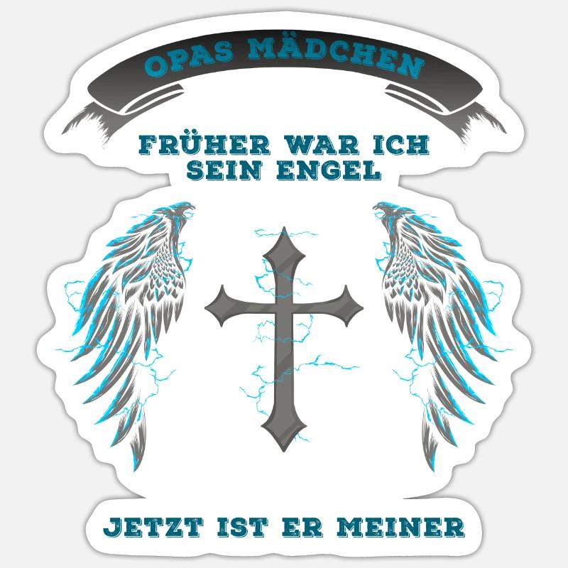 Opas Mädchen ich war einmal sein Engel - Sticker Größe S (10 x 10 cm) - Mattweiß