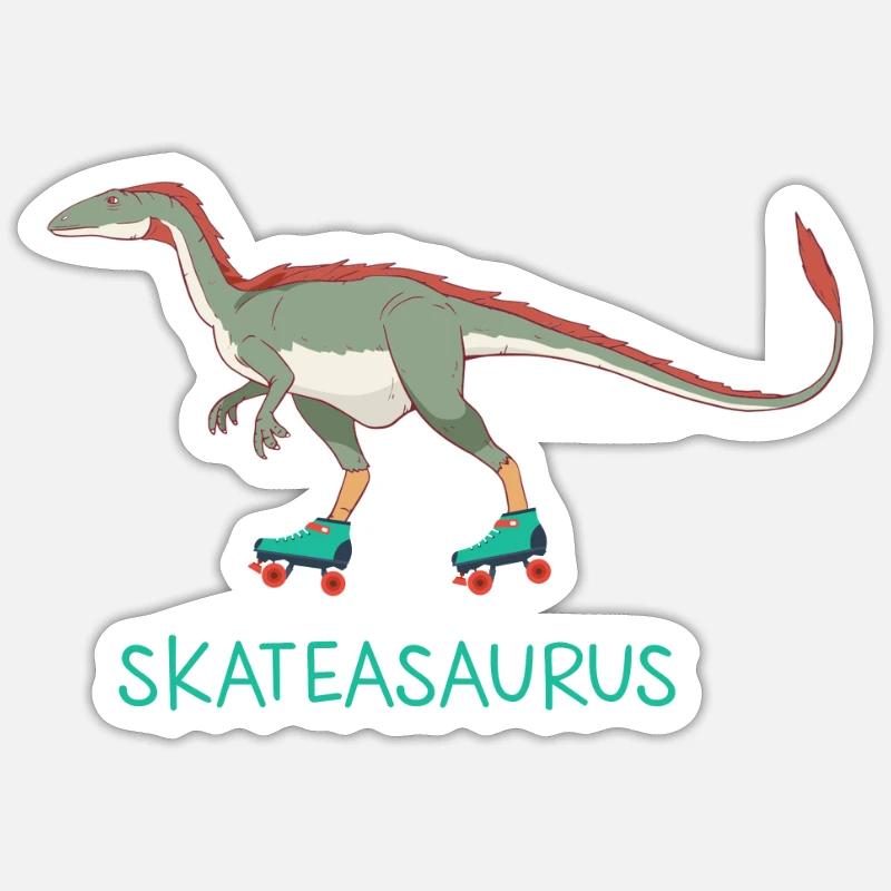Skateasaurus Dino Inline Skating Rollerblading - Sticker size S (10 x 10 cm) - white matte