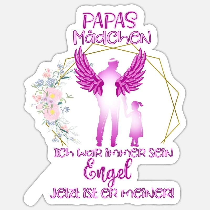 Papas Mädchen Erinnerung Geschenk, Papas Engel - Sticker Größe S (10 x 10 cm) - Mattweiß