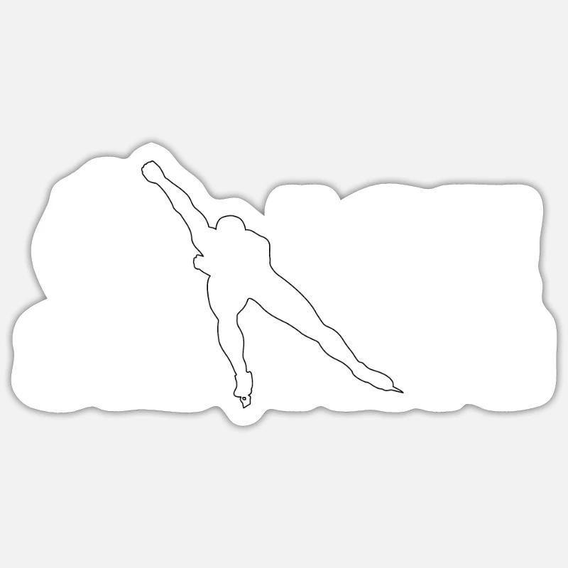 Ice Skating speed skating Eisschnelllauf Eislauf - Sticker Größe S (10 x 10 cm) - Mattweiß