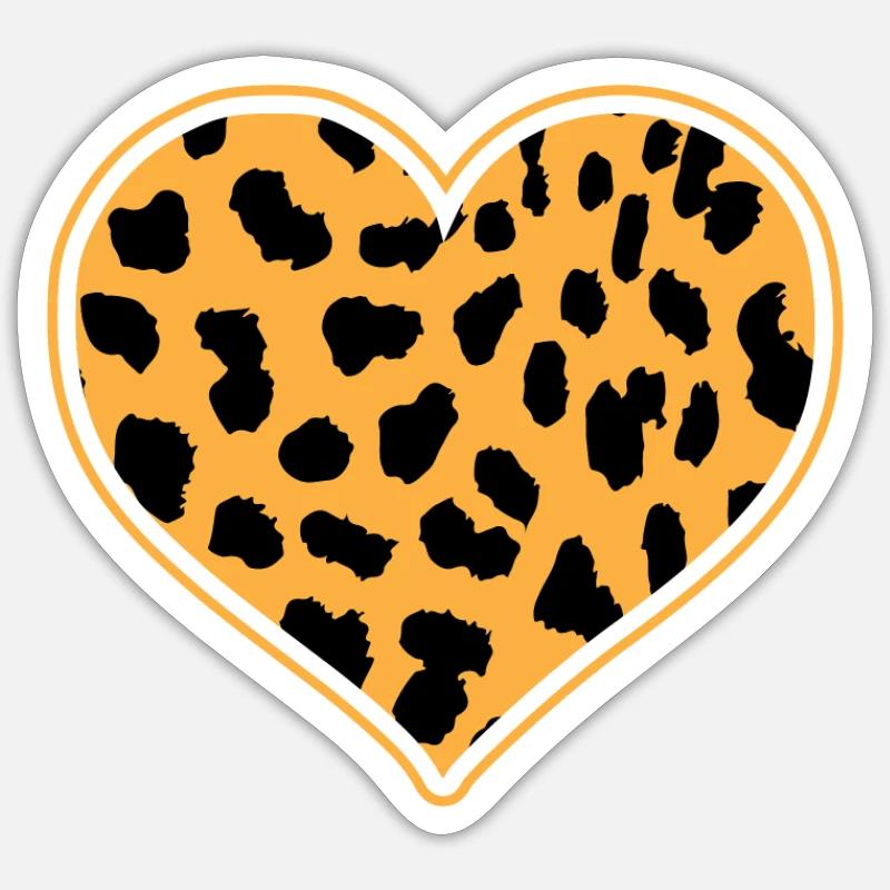 Leopard Heart - Sticker size S (10 x 10 cm) - white matte