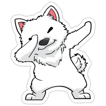 Samojede Dabbing Kawaii - Sticker Größe S (10 x 10 cm) - Mattweiß - Vorne