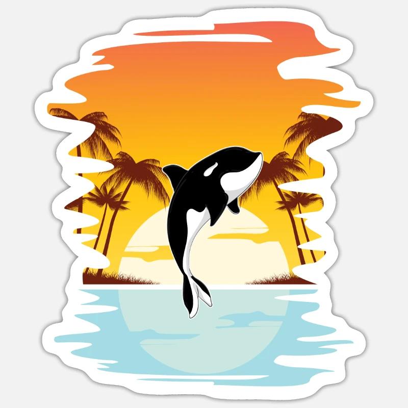 Schwertwal Killerwal Orca - Sticker Größe S (10 x 10 cm) - Mattweiß