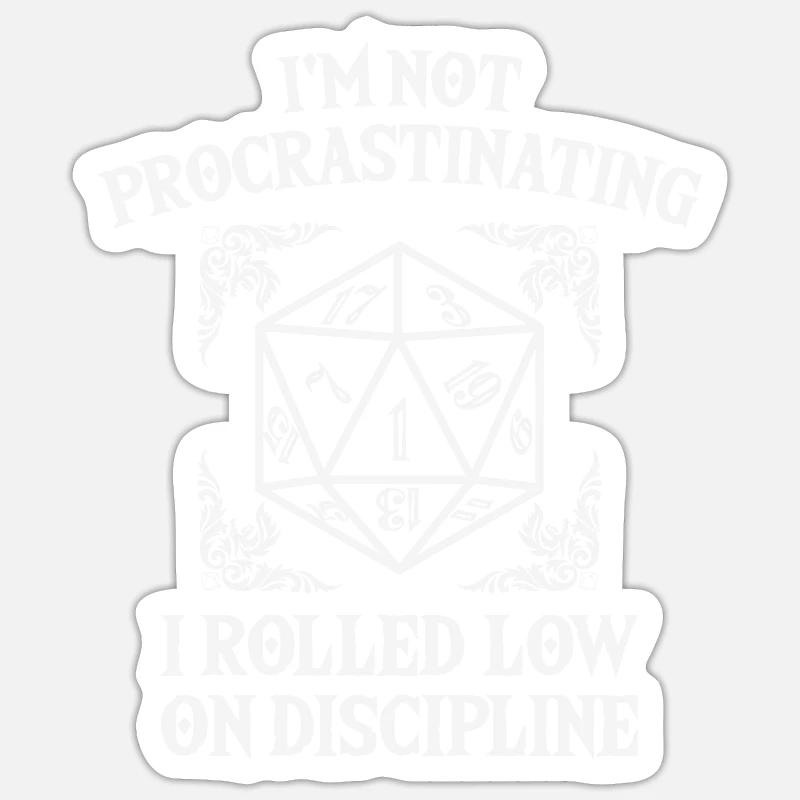 Dungeons D20s Cube DM Procrastination RPG Gamer - Sticker size S (10 x 10 cm) - white matte