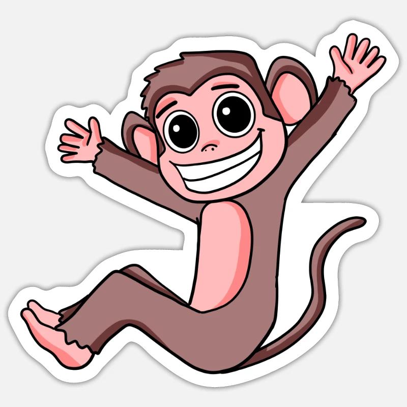 Singe - Sticker taille S (10 x 10 cm) - blanc mat