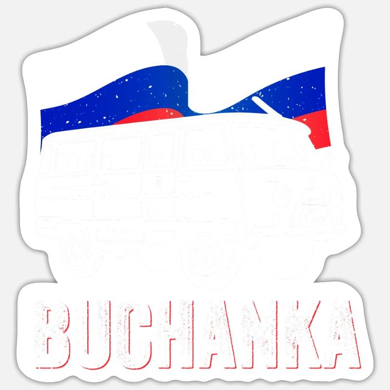 UAZ Buchanka 4x4 Russie - Sticker taille S (10 x 10 cm) - blanc mat