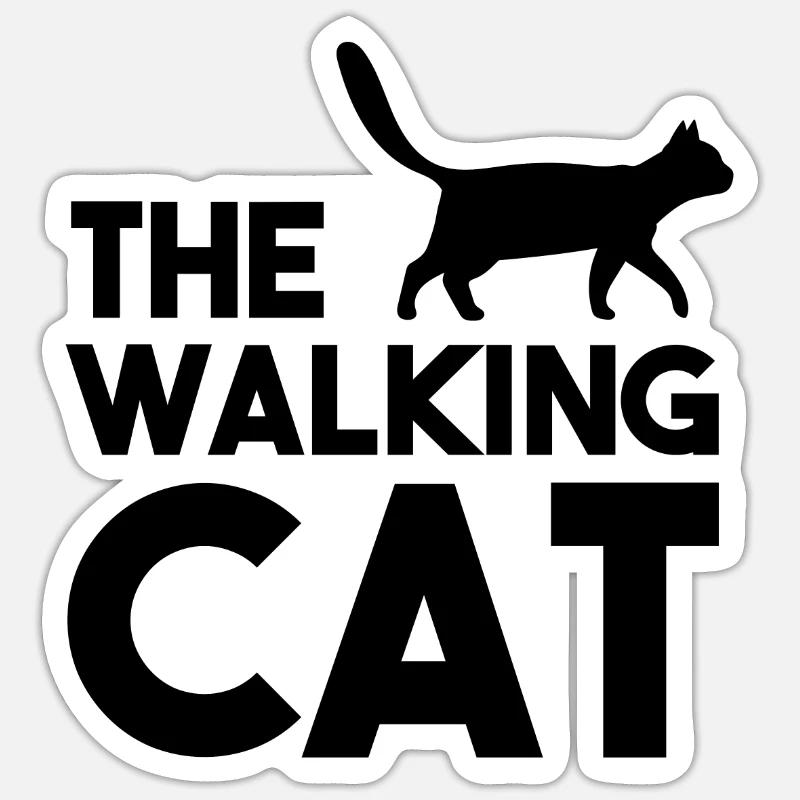 The walking cat - Sticker taille S (10 x 10 cm) - blanc mat