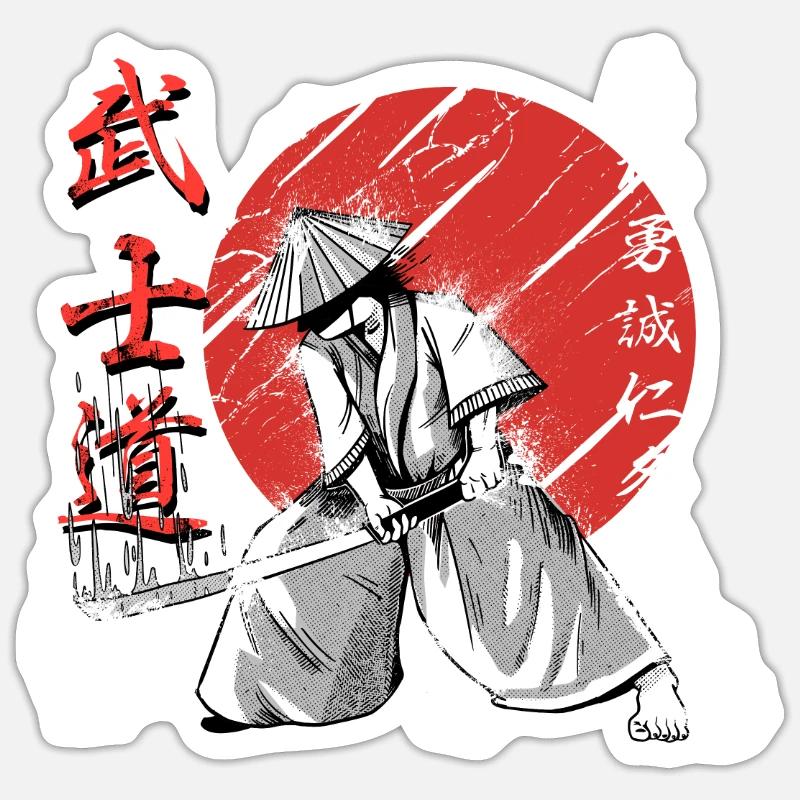 Samouraï Bushido Code Kanji Guerrier Sticker taille S (10 x 10 cm)