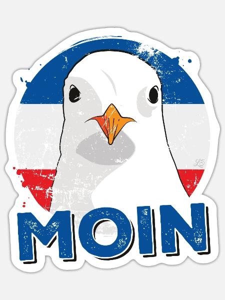 Möwen Moin - Sticker Größe S (10 x 10 cm) - Mattweiß