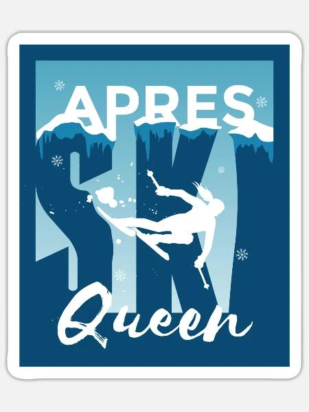 Ski Queen Ski Königin Skifahren Geschenk - Sticker Größe S (10 x 10 cm) - Mattweiß