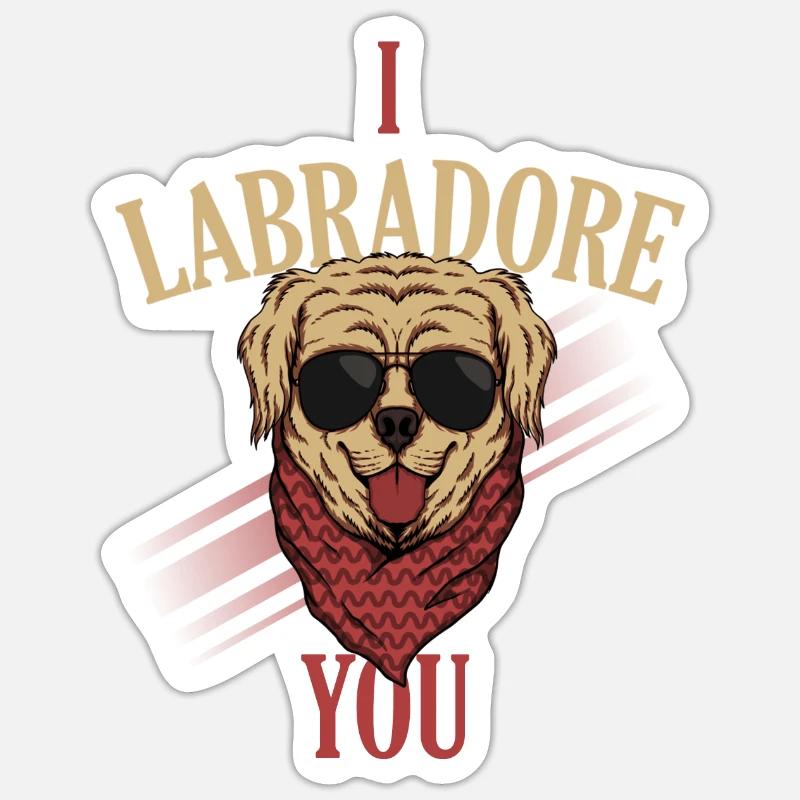 Labrador, Labrador Labrador retriever, - Sticker Größe S (10 x 10 cm) - Mattweiß