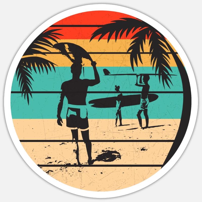 Surf, Surf, Surf, Surf, Surf - Sticker taille S (10 x 10 cm) - blanc mat