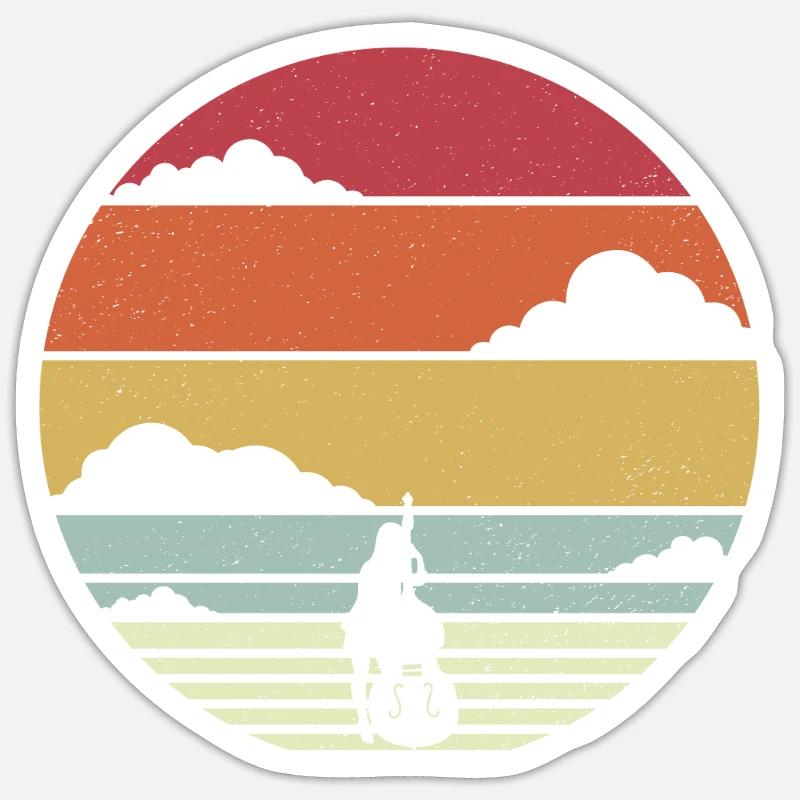 Violoncelle de violoncelle rétro violoncelle Sticker taille S (10 x 10 cm)