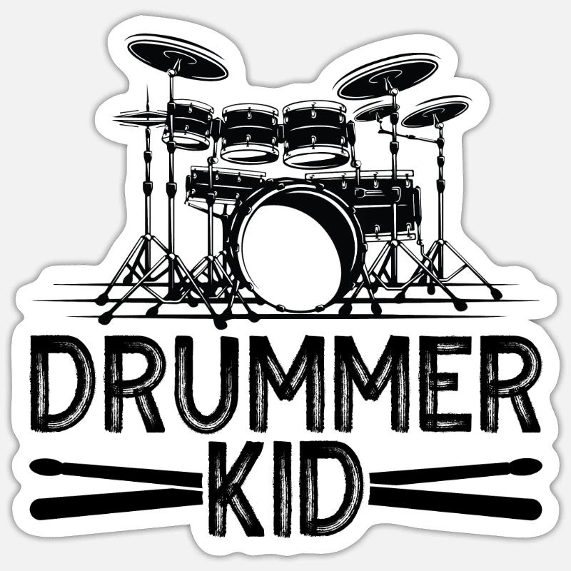 Percussion Design Pour batteur Drummer Kid - Sticker taille S (10 x 10 cm) - blanc mat
