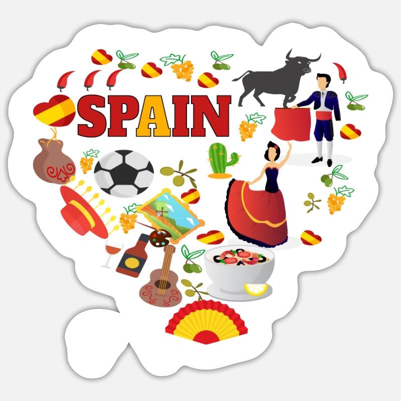 Spanien Spanische Geschenke - Sticker Größe S (10 x 10 cm) - Mattweiß