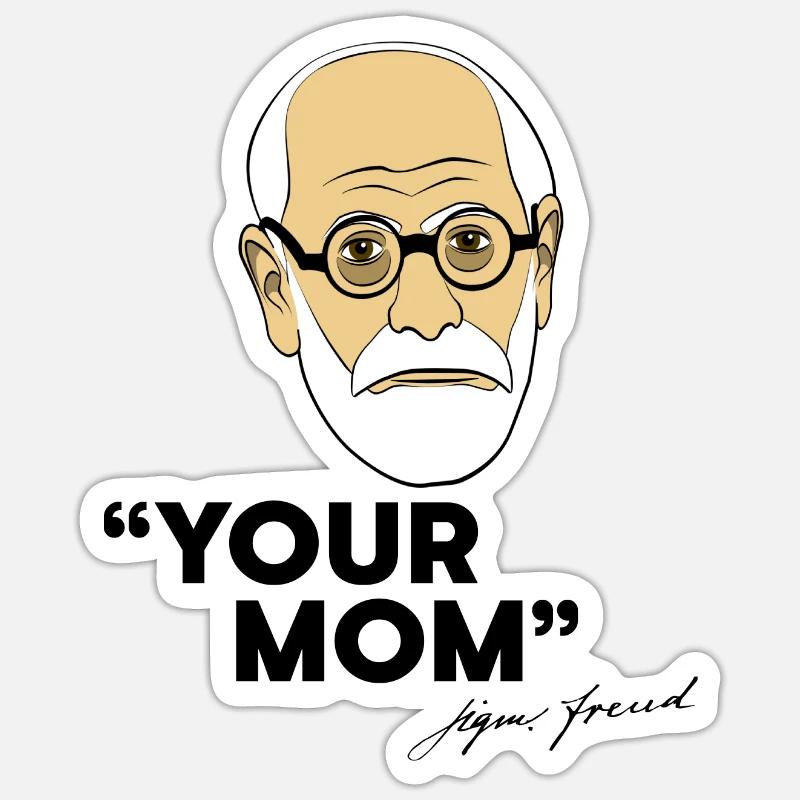 Ta mère | Sigmund Freud - Sticker taille S (10 x 10 cm) - blanc mat
