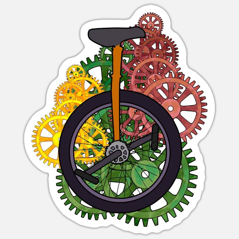 Machine monocycle technique Roue Roue Vélo Sticker taille S (10 x 10 cm)