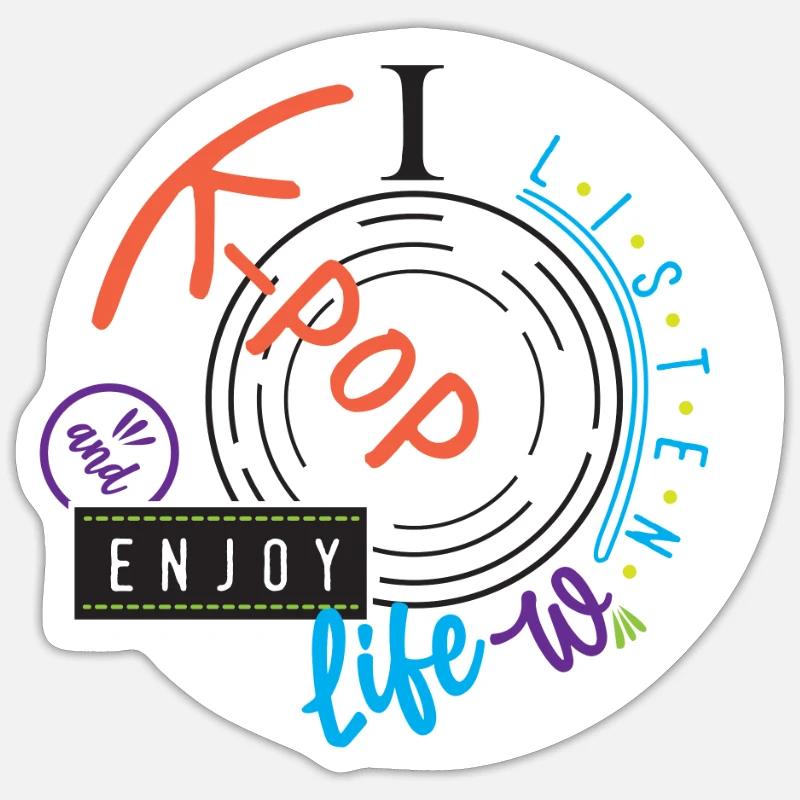 Ascolto K-Pop... K-Pop - Sticker formato S (10 x 10 cm) - bianco opaco