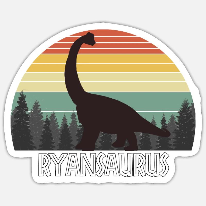 RYANSAURUS RYAN SAURUS RYAN DINOSAUR - Sticker Größe S (10 x 10 cm) - Mattweiß
