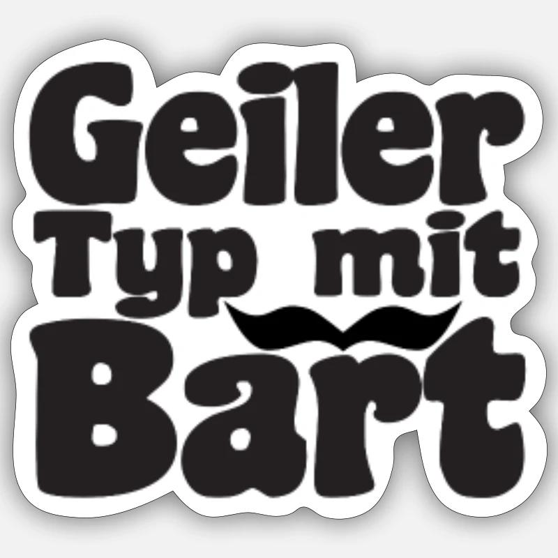 Geiler Typ Mit Bart - Bartträger Vintage Retro - Sticker Größe S (10 x 10 cm) - Mattweiß