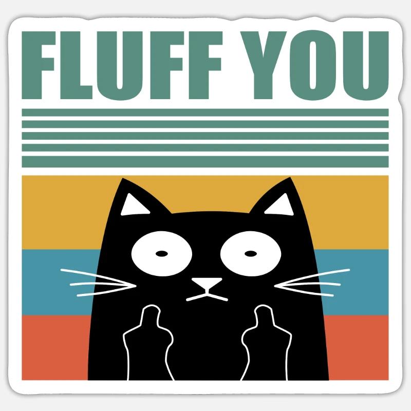 Fuck katze mit Mittelfinger - Sticker Größe S (10 x 10 cm) - Mattweiß