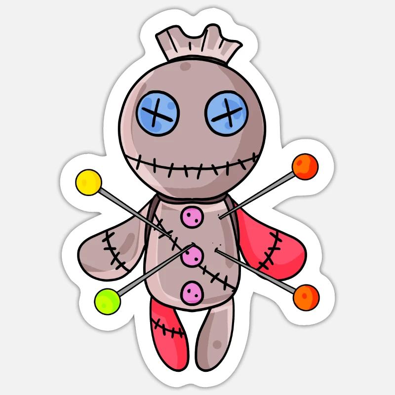 Vaudou doll - Sticker taille S (10 x 10 cm) - blanc mat