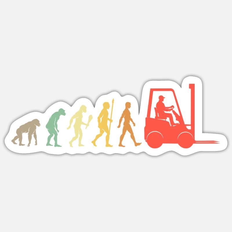 Vintage Logistik Evolution Gabelstapler Geschenk - Sticker Größe S (10 x 10 cm) - Mattweiß