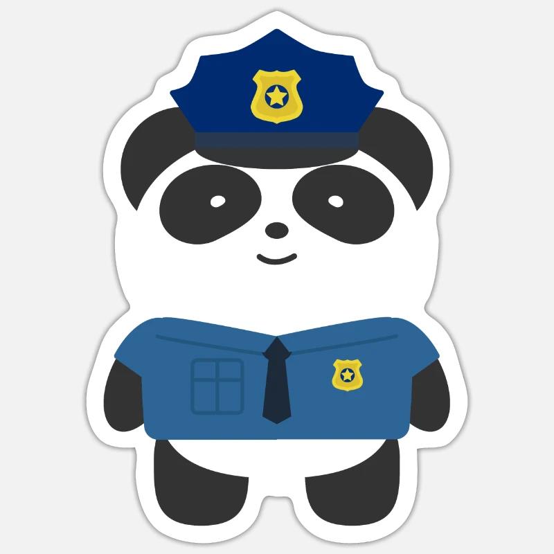 Polizei Panda - Sticker Größe S (10 x 10 cm) - Mattweiß