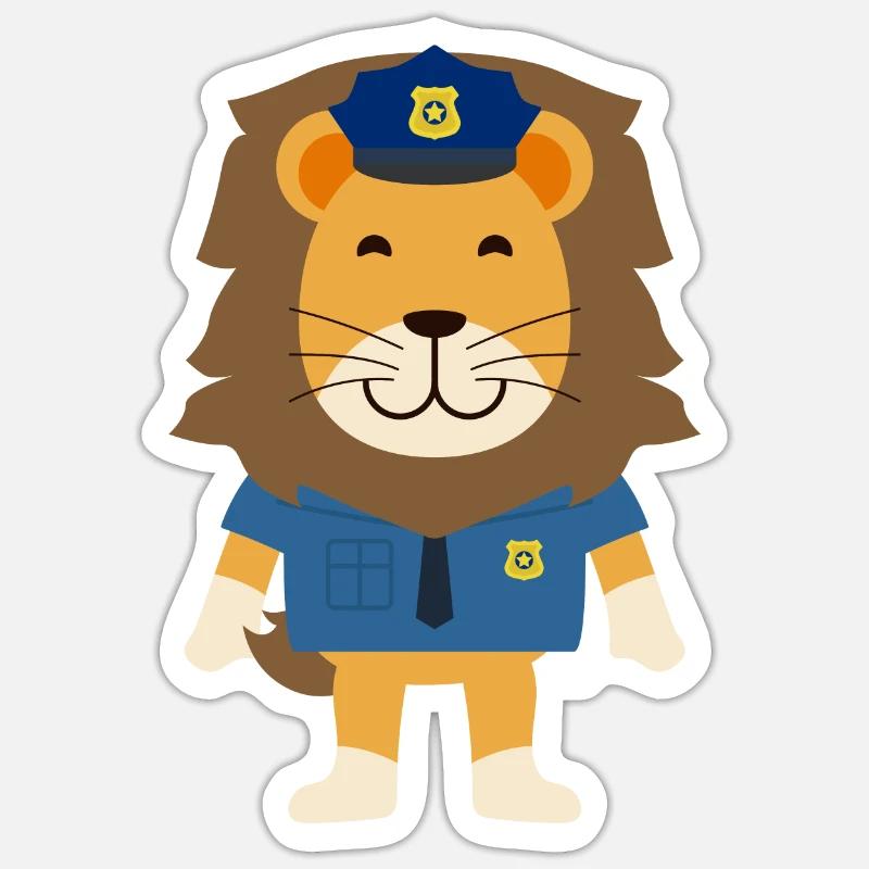 Polizei Löwe - Sticker Größe S (10 x 10 cm) - Mattweiß