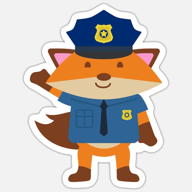 Polizei Uniform - Sticker Größe S (10 x 10 cm) - Mattweiß