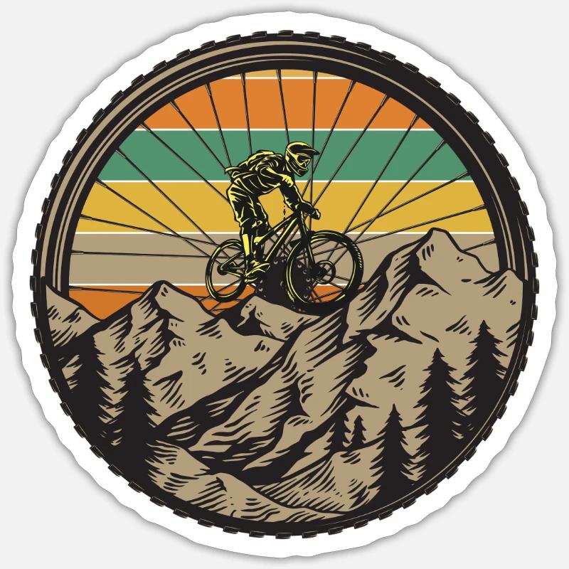 Mountain Biker - Sticker taille S (10 x 10 cm) - blanc mat