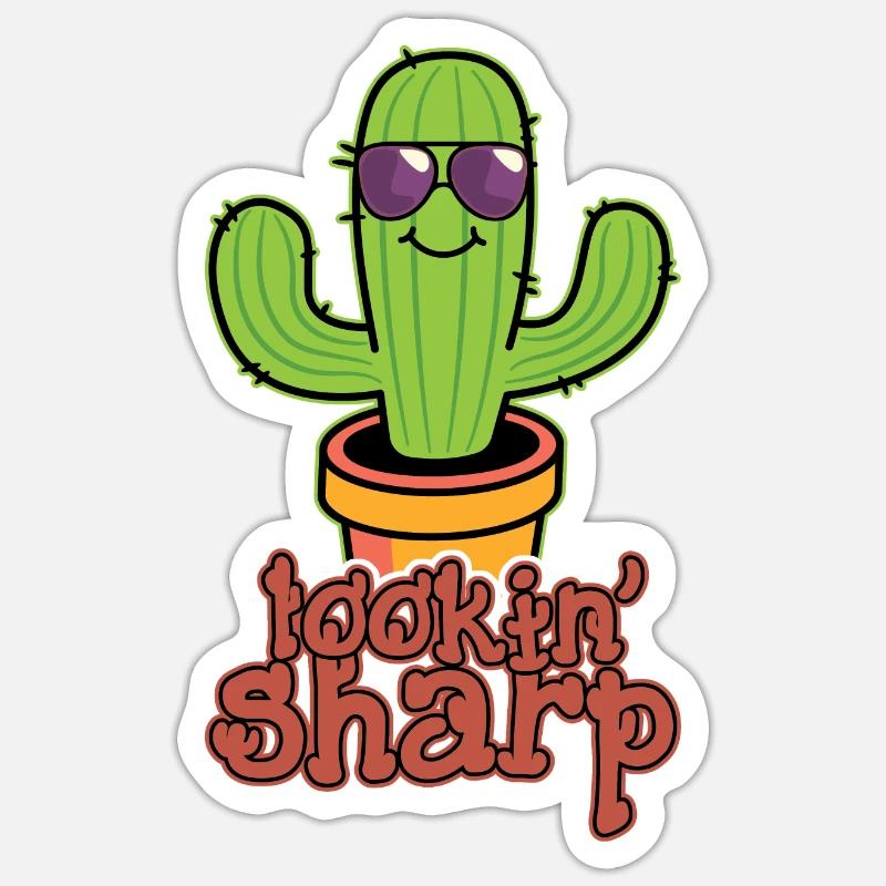Cactus Plante Looking Sharp - Sticker taille S (10 x 10 cm) - blanc mat