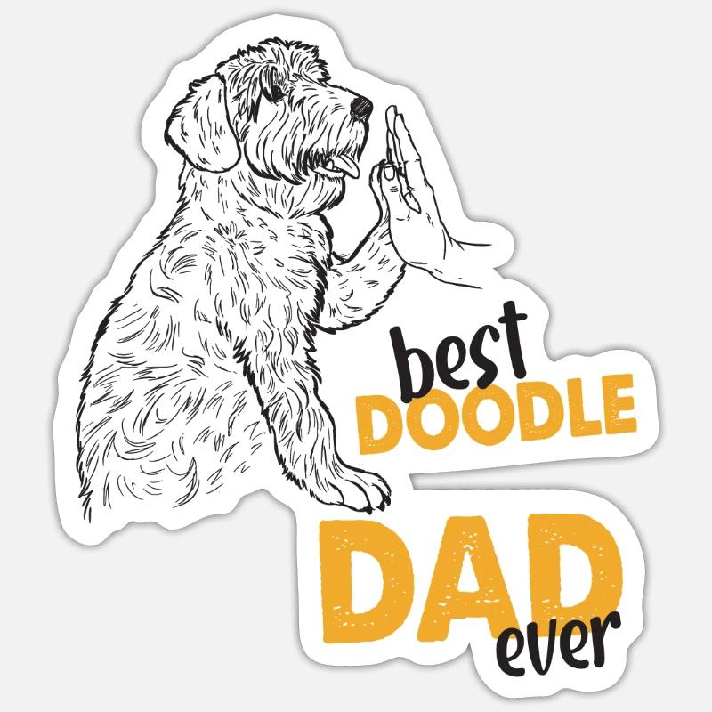 Doodle Papa Best Doodle Dad Ever - Sticker Größe S (10 x 10 cm) - Mattweiß