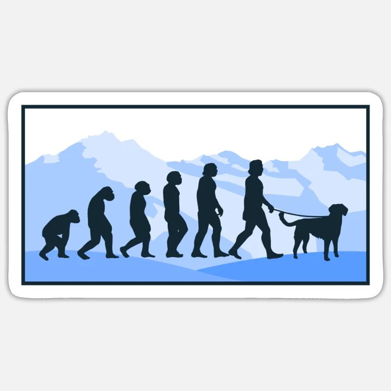 Kleiner Münsterländer Evolution Hunde Geschenk - Sticker Größe S (10 x 10 cm) - Mattweiß