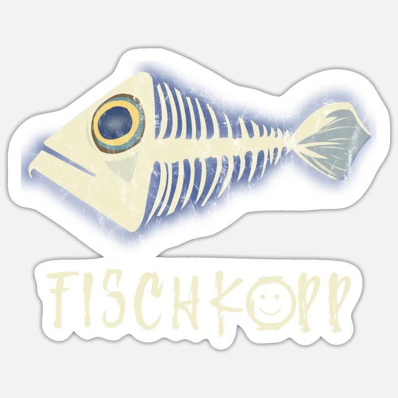 Fischkopp - Sticker Größe S (10 x 10 cm) - Mattweiß