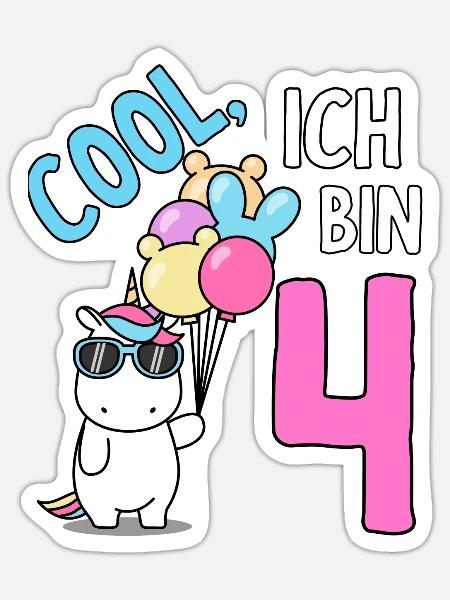 4. Geburtstag 4 Jahre Kindergeburtstag - Sticker Größe S (10 x 10 cm) - Mattweiß